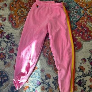 Aviator Nation Pink Stripped Classic Sweat pant Size XS
